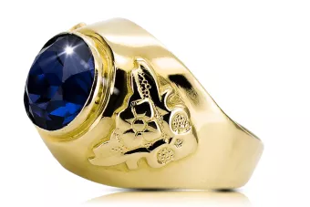 Žiedas Vintažiniai papuošalai Sapyras 14k geltono aukso vrc078y